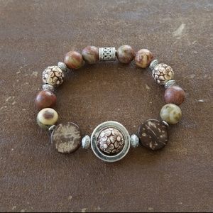 🚫SOLD! - Red Picture Stone Beaded Bracelet